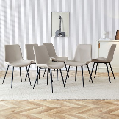 Sapphtopaz Modern Simple Dining Chairs Set of 4, Faux Leather Kitchen Chairs with Curved Widened Cushion for Dining Room, Kitchen