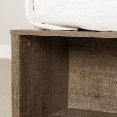 Weathered Oak Queen Storage Bed with Wicker Baskets