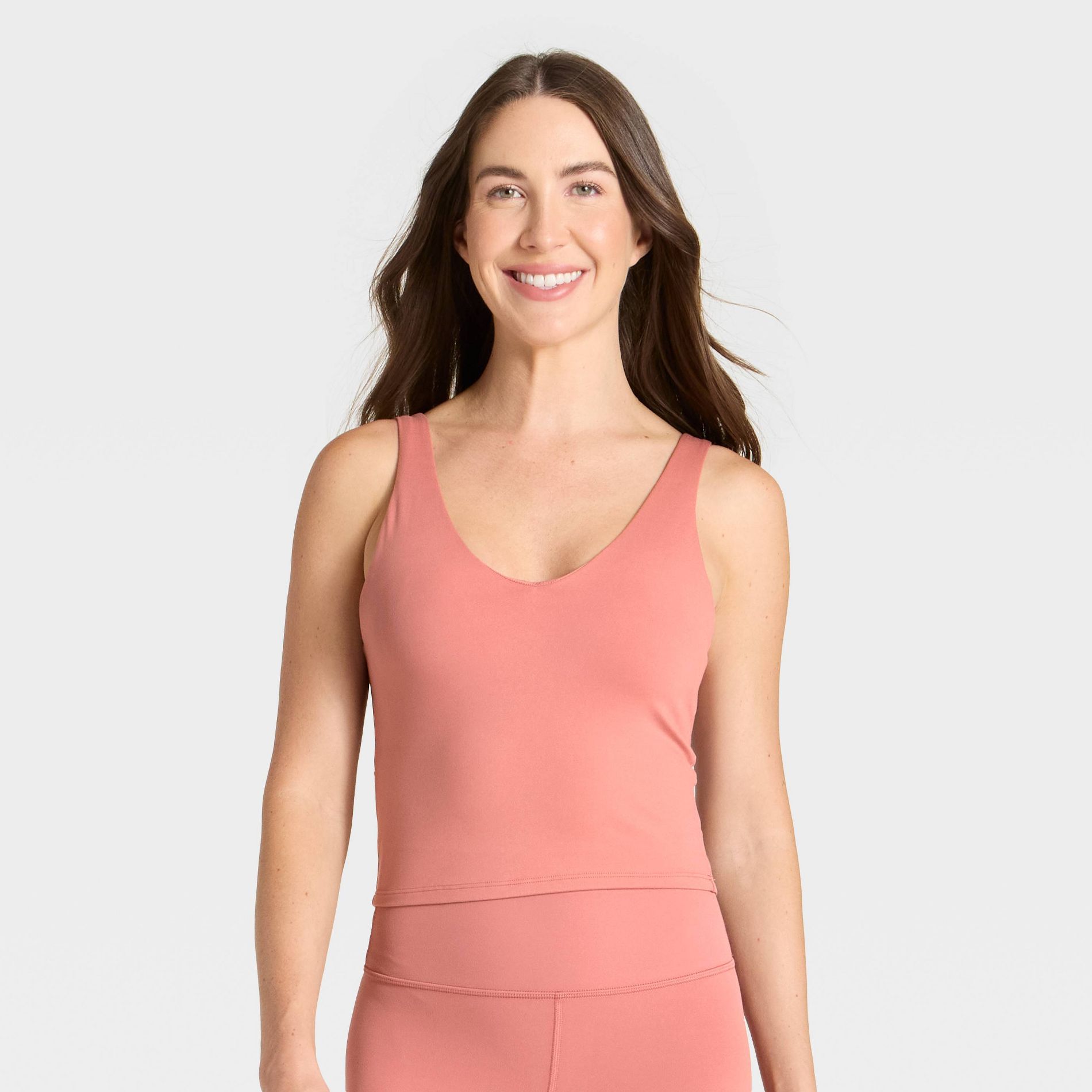 Women's Flex V-Neck Cropped Medium Support Sports Bra - All In Motion™ Rose Pink XL