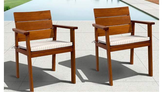 Nelson 2pc Patio Eucalyptus Wood Dining Chair Set - International Home Miami, 2 of 7, play video