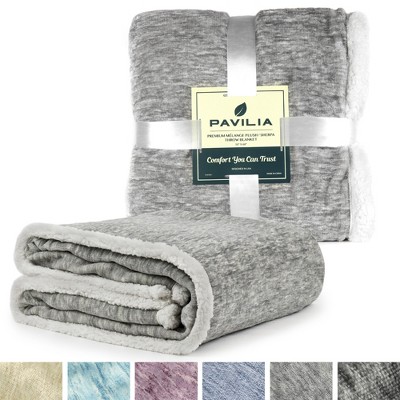 Light Gray Reversible Sherpa Fleece Throw Blanket