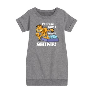 Girls' - Garfield - Rise But Won't Shine Graphic Short Sleeve Fleece Dress - 1 of 4