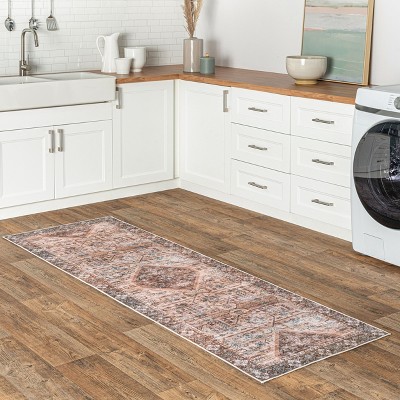 Devin Light Brown Synthetic Medallion Runner Rug