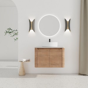 GDFStudio Ford Wall-Mounted Bathroom Vanity With Ceramic Round Sink - 1 of 4