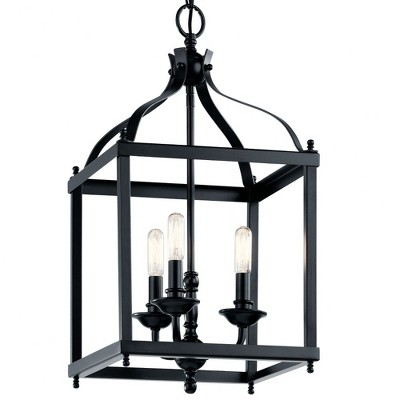 Larkin 22.25" Black Glass and Steel 3-Light Pendant