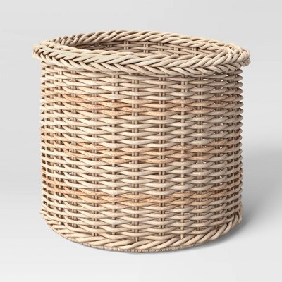 Tapered Outdoor Variegated Manmade Rattan Decorative Basket 10" x 14" - Threshold™ designed with Studio McGee