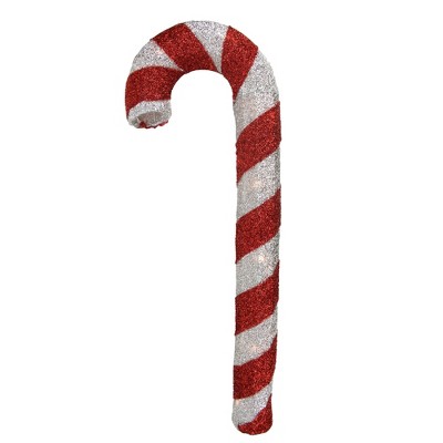 Northlight 31" Pre-lit Red and Silver Striped Candy Cane Christmas Outdoor Decor