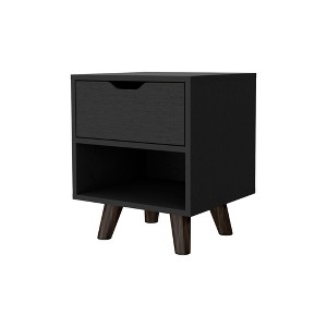 HomeRoots 19" Black Wood One Drawer Nightstand - 1 of 4