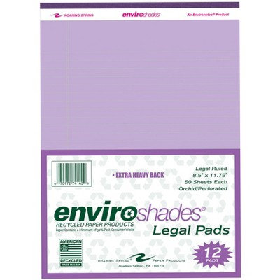 Enviroshades Legal Pads, 8-1/2 x 11 Inches, Orchid, 50 Sheets, pk of 12