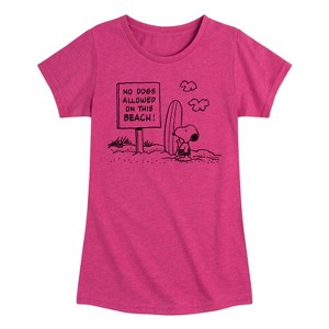 Girls' - Peanuts - No Dogs Allowed Fitted Short Sleeve Graphic T-Shirt - 1 of 4