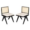 Okak Set of 2 Mid Century Rubberwood Arm/Armless Dining Chairs with Rattan Back,Farmhouse Accent Chairs for Dining Room,Restaurant - 2 of 4