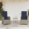 vidaXL 3 Piece Bistro Set with Cushions Gray Poly Rattan - 3 of 4