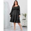 Clearlove Womens Plus Size Square Neck Dresse High Waist Smocked Ruffle A Line Tiered Flowy Maxi Dress with Pocket - 4 of 4