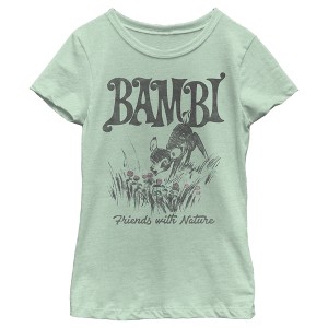 Girl's Bambi Friends With Nature Artistic Sketch T-Shirt - 1 of 4