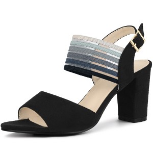 Perphy Women's Open Toe Colorful Elastic Strap Chunky Heel Sandals - 1 of 4