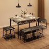 GOCAPTAIN Dining Table Set for 4, Kitchen Table Set with Upholstered Dining Bench and Square Stools, Metal Frame with Storage Shelves for Apartment - 3 of 4