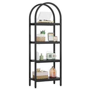 Tribesigns 71" Tall 4-Tier Industrial Open Arched Bookshelf, Farmhouse Bookcase Storage Shelves with Metal Frame, Black - 1 of 4