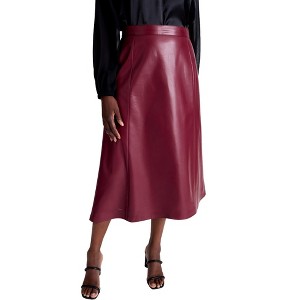 Jessica London Faux Leather Midi Skirt - 1 of 4