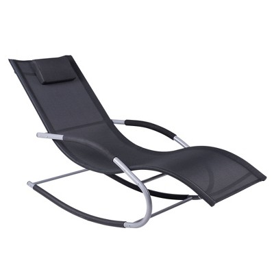 Dracelo Zero Gravity Rocking Chair Outdoor with Removable Pillow and Durable Weatherproof Fabric