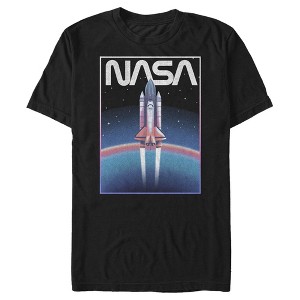 Men's NASA Distressed Retro Rocket Poster Style T-Shirt - 1 of 4