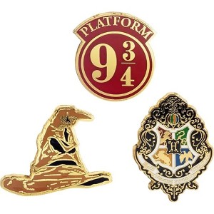 Harry Potter Enamel Pins, Set of 3 - Sorting Hat, Hogwarts Crest, Platform 9 3/4 - Officially Licensed - Gift for Kids, Boys and Girls - 1 of 4