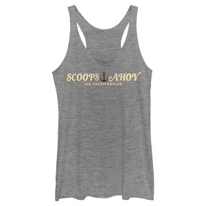 Women's Stranger Things Scoops Ahoy Nautical Logo Racerback Tank Top - 1 of 3