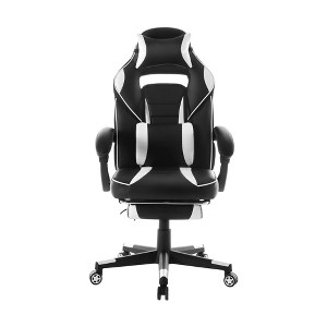 360° Swivel Height Adjustable Gaming Chair with Retractable Footrest & Ergonomic Lumbar High Back PU Leather Computer Chair with Headrest for Office - 1 of 4