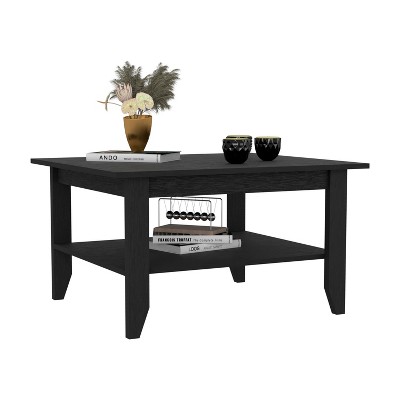 Vynxaria Timeless Classic Coffee Table - 4 Legs, 2-Tier (1 Shelf), Black, Living Room Complementary Furniture