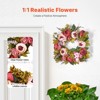 VEVOR Artificial Decorative Wreath, 19 in, Decorated with Peonies, Hydrangeas, Babysbreath, Year Round Wreath, Pink - 3 of 4