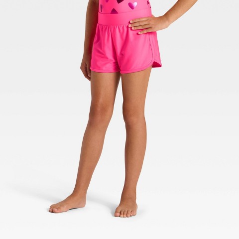 Cat & Jack Girls' Swim Shorts Cover-Up - Cat & Jack™ Pink M
