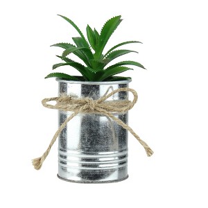 Northlight 6" Tropical Artificial Plant in Tin Planter - Green/Silver - 1 of 3