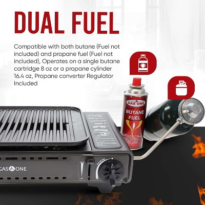 Gas One Dual Fuel Portable Grill with Stainless Steel Handle