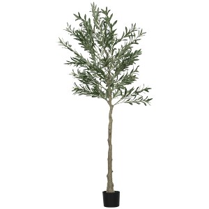 6ft Artificial Olive Tree in Pot with Silk Leaves, Fruits, Faux Tree, Indoor Fake Plant for Home, Office - 1 of 4