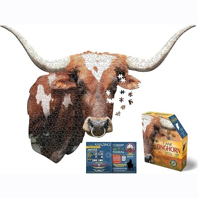 Madd Capp Games I AM Longhorn 550 Piece Animal Head-Shaped Jigsaw Puzzle