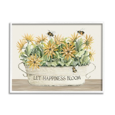 Stupell Happiness Bloom Bumble Bee Framed Giclee