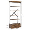 5 Tier Vintage Bookshelf with Drawer, 81.3" Tall Bookcase Metal Frame Shelf Display Shelf Storage for Home Office, Living Room, Bedroom - 2 of 4