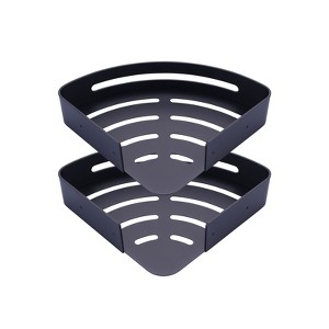 WOWOW 2 in. W x 23 in. D x 4 in. H Black Double Bathroom Corner Shelf - 1 of 4