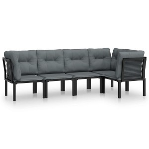 vidaXL 5 Piece Patio Lounge Set Black and Gray Poly Rattan - 1 of 4