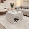 Vynxaria White & Concrete Melamine Side Table: 2-Open Shelf Storage, Light Oak Accents for Modern Bright Spaces - 2 of 4