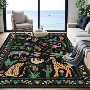 Acekool Modern Animal Print Area Rug, Ultra Soft Washable Low Pile, Non-Slip - 1 of 4