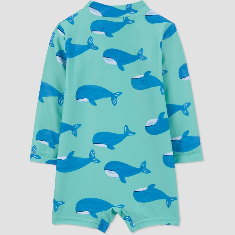 Carter's Just One You®️ Baby Boys' Long Sleeve Whale Printed One Piece Rash Guard, 1 of 7