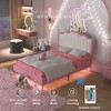 NicBex Twin/Full Size Princess Upholstered Bed Frame with Crown-Shaped Headboard and LED Light for Girls,Solid Wood Slats Support,Easy Assembly - 4 of 4