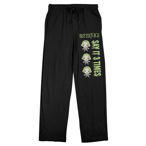 Beetlejuice Say It 3 Times Men s Black Sleep Pajama Pants Small