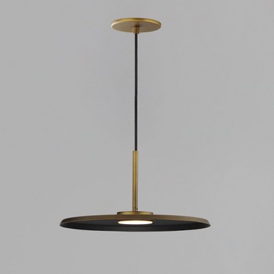 Antique Brass and Black LED Pendant Light with Aluminum Disc