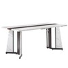 LOVSON 70.9" Dining Table, Marble Grain Waterproof Large Desk for 8 People,  with Adjustable Legs for Kitchen,Living Room,Office, White - 2 of 4