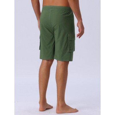 Мужские брюки INSPIRE CHIC Men's Drawstring Waist Solid Side Pockets Lining Cargo Swim Trunks 34 Black — фото 3
