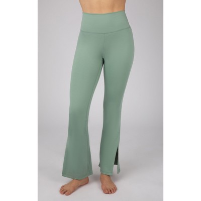 Yogalicious Womens Lux Willow Elastic Free Crossover Waist Flared Leg Pant  - Quiet Shade - Large