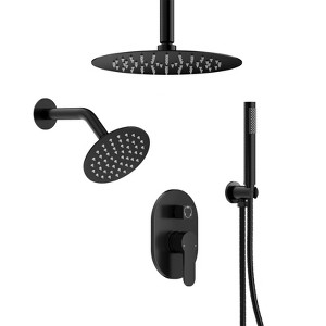 YAWWALK Ceiling Mount 10 and 6 in. Dual Round Shower Head and Handheld Shower Head - 1 of 4
