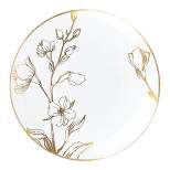Smarty Had A Party 7.5" White with Gold Antique Floral Round Disposable Plastic Appetizer/Salad Plates (120 Plates)