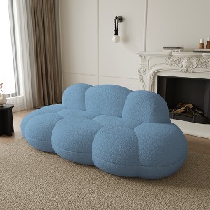 WJShome 90" Modern Curved Couch For Living Room,Lazy Floor Couch, Boucle LoveSeat 3 Seater Sofa, Cozy Leisure Couches for Apartment - 1 of 4